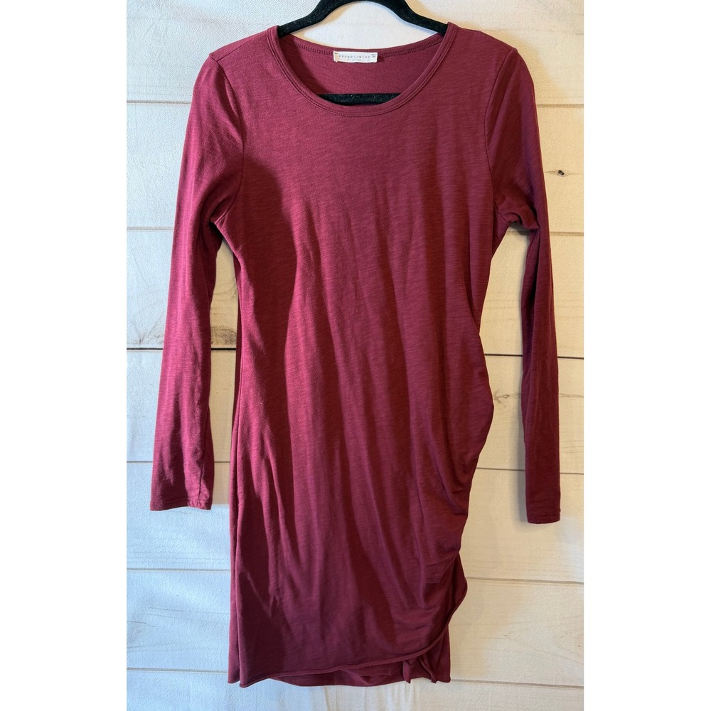 Wasabi Mint Burgundy‎ Long Sleeve Ruched Side Knit Dress Women's Medium
